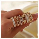Anillos Gold Color Cubic Zirconia Chic Rings...