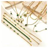 Retro Green Zircon Pendant Necklace For Women,...