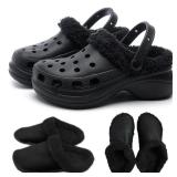 1pair Hole Shoes Velvet Liner Winter Warm Shoes...