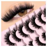 GROINNEYA 3D Mink Lashes Cat Eyelashes Fluffy...