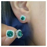 Solid 925 Sterling silver plated Lab Blue Green...