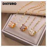 DIEYURO 316L Stainless Steel 3 Color Round...