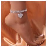 Huitan Rhinestone Chain Women's Anklets Silver...