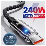 240W Nylon USB Type C Super Fast Charging Cable...