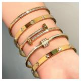 Titanium Steel Stacked Bracelet Couple's Shiny...