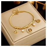 316L Stainless Steel Elegant Gold Color Tree -...