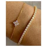 2pcs Simple Cubic Zirconia Flower Water Chain...