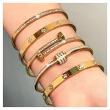 5 pcs Titanium Steel Stacked Bracelet Couple's...