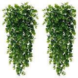 2 Pcs Artificial Hanging Plants Faux Eucalyptus...