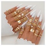 58PCS Vintage Heart Snake Butterfly Rings Set...