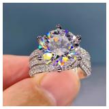 Sparkling Twisted Metal Inlaid White Zircon...