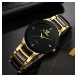 hot sale black dial steel quartz men business...