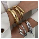3 Styles Vintage Hip Hop Metal Cuff Bangles...