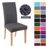 Elastic Solid Color Adjustable Chair Cover...