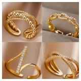 Zircon Geometric Rings For Women Gold Color...