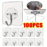 100PcsTransparent Self adhesive wall hooks...