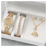 6PCS Fashion Full Diamond Women's Watch Gold...