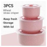 3pcs Wheat straw fresh-keeping bowl three-piece...