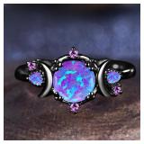 Fashion Female Round Purple Imitation Fire Opal...