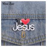 I Love Jesus Enamel Pins Custom Phrase With...