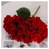 NEW 5 Heads Big Red Hydrangea Silk Flowers...
