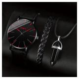 3pcs Set Fashion Mens Watches Luxury Casual...