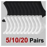 10 Pairs Neutral Solid Color Round Neck Socks...