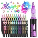 8 Colors double line outline Metallic...