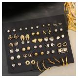 40Pcs/Set Gold Color Earring Set Vintage...