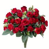 10 Heads Artificial Flower Silk Rose white...