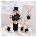 Womens Watches 5Pcs Set Luxury Rhinestone Women...