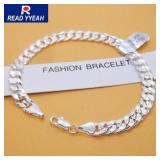 Fashion Hot 925 silver plated Bracelet 6mm Flat...