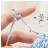Adjustable Crochet Tension Cute Cat Ring,...