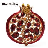 Wuli&baby Red Crystal Pomegranate Plant Brooch...