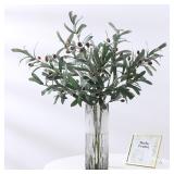 1PC Artificial Olive Green Leaves Tree Branches...