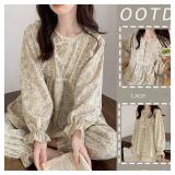 Women Plus Size Pajamas Garden Style Student...