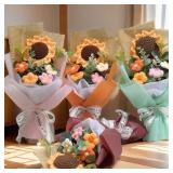 Artificial Flower Crochet Bouquet Handmade...