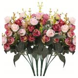 7 Forks 21 Heads Artificial Flower Silk Rose...