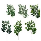 Artificial Green Plant Fake Eucalyptus Leaf...