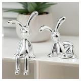 2PC Long-Eared Rabbit Double Statue Cartoon...
