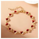 Elegant Red Crystal Zircon Metal Chain...
