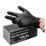 50PCS Black Nitrile Gloves Thickened Disposable...