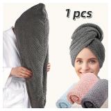 Solid color hair towel Textured dry hair cap...