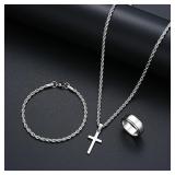 Stainless Steel Simple Jewelry Set For Men...
