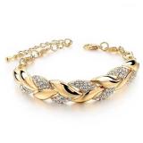 Luxury Braided Leaf Bracelet with Crystal Charm...