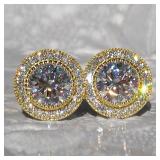 Huitan Dainty Small Round CZ Stud Earrings for...