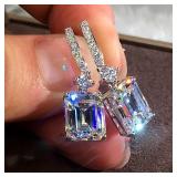 Elegant Cuboid Zircon Dangle Earrings -...