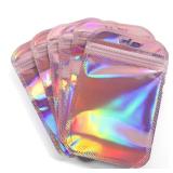 50pcs Iridescent Self Sealing Bags Pink Laser...