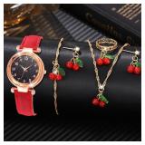 6PCS/Set Red Women's Watch With Minimalist...
