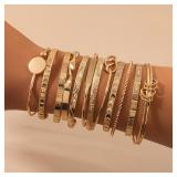 12 Pcs/Set Trendy Multilayer Open Bangles Set...